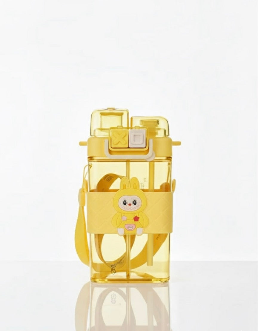 Duo-Hydrate Bunny Water Bottle: Premium Dual-Chamber Leak-Proof Kids' Flask