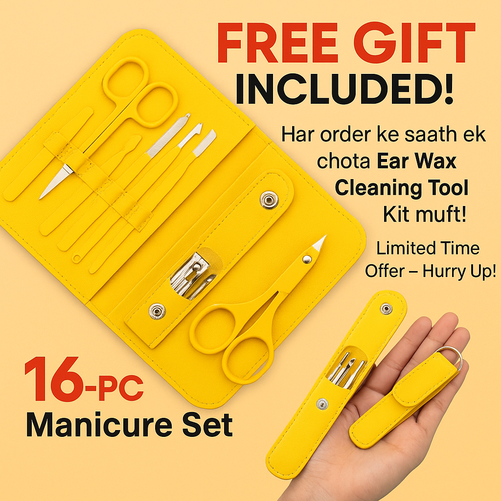 16 Pcs Manicure Set – Professional Nail Clippers Pedicure Kit, Stainless Steel Nail Care Tools Grooming Kit & Nail Cutter Set + FREE Ear Wax Cleaning Tool