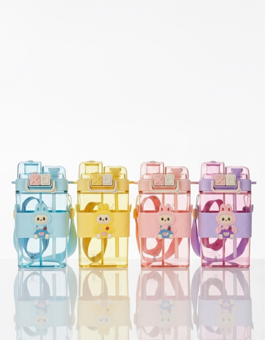 Duo-Hydrate Bunny Water Bottle: Premium Dual-Chamber Leak-Proof Kids' Flask
