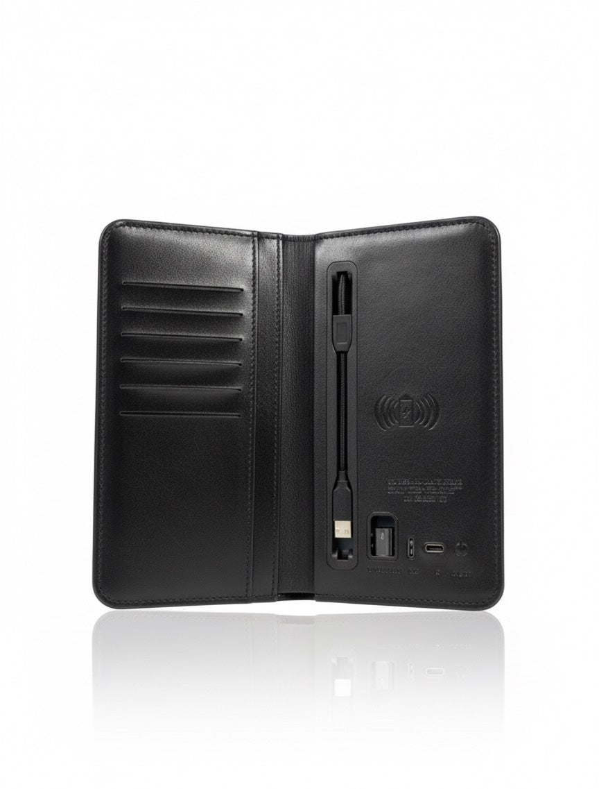 Wireless Charging Wallet 6800mah PU Leather Charge Smart Wallet Power Bank