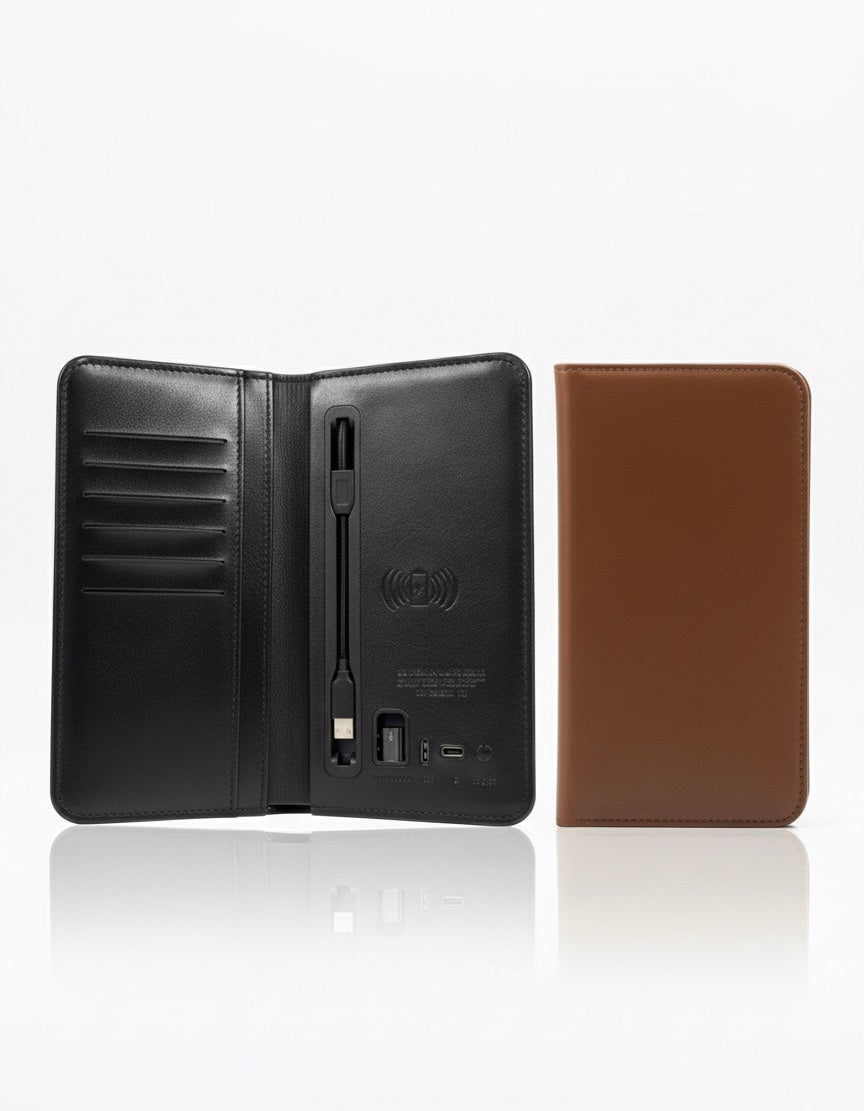 Wireless Charging Wallet 6800mah PU Leather Charge Smart Wallet Power Bank
