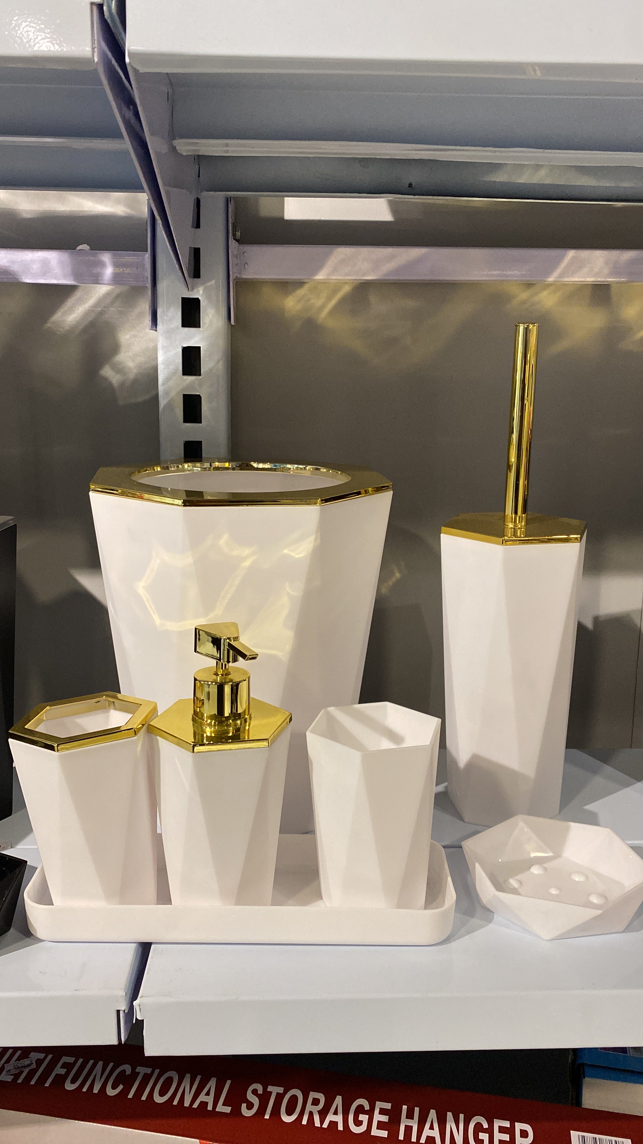 Luxury Bathroom Set – 3 Elegant Designs | Soap Dispenser, Brush Holder, Dustbin