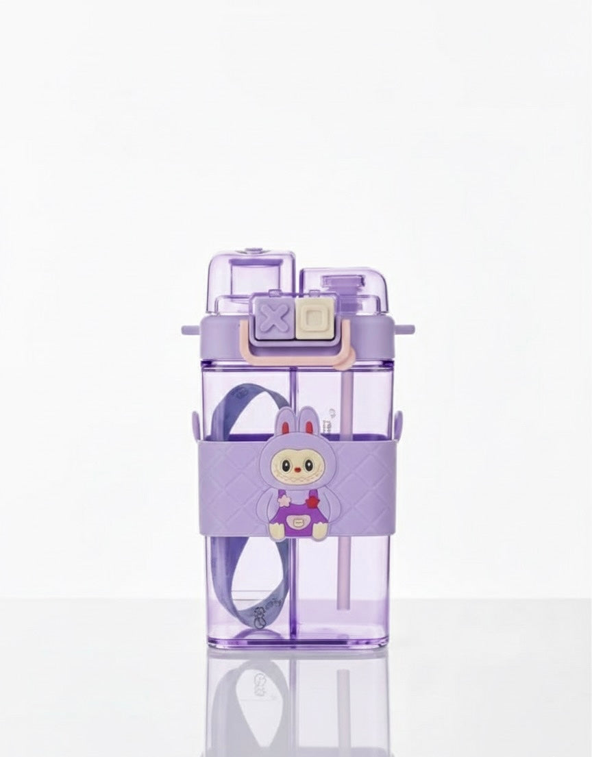 Duo-Hydrate Bunny Water Bottle: Premium Dual-Chamber Leak-Proof Kids' Flask
