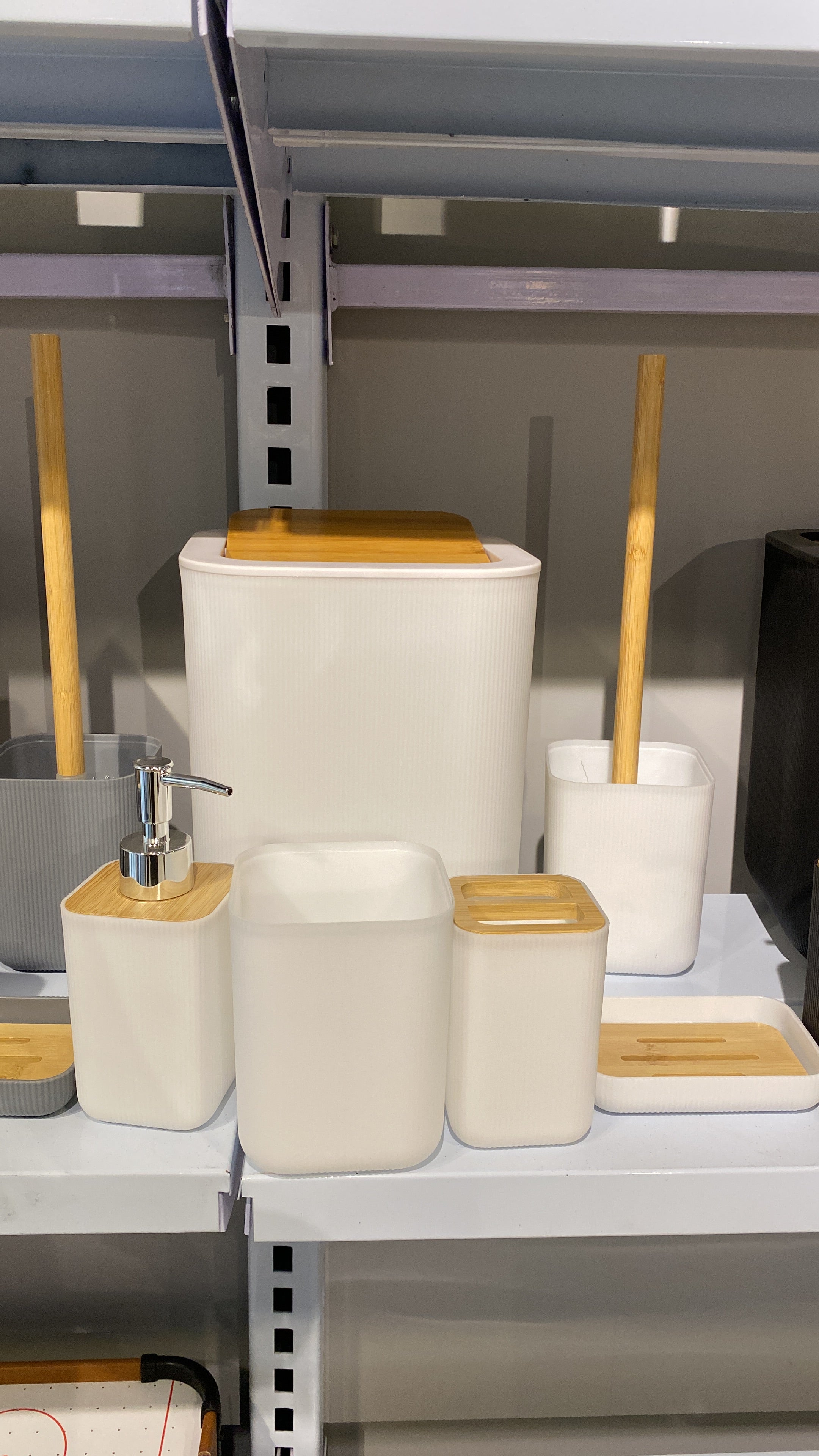 Luxury Bathroom Set – 3 Elegant Designs | Soap Dispenser, Brush Holder, Dustbin