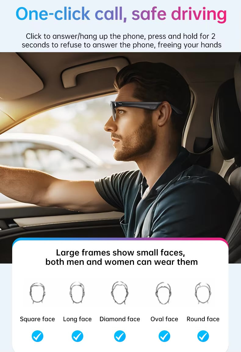 XG89 Wireless Smart Sunglasses: HD Sound, Hands-Free Calling, and UV Protection