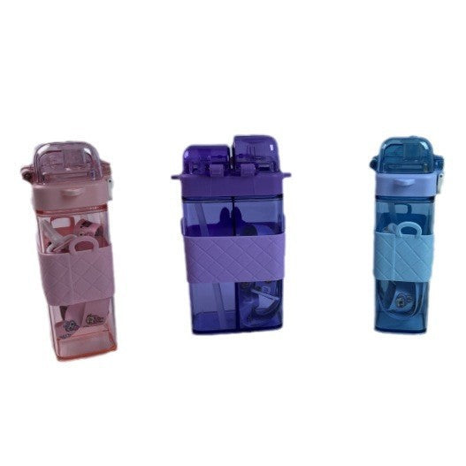 Kids Cartoon Double Compartment Plastic Cup