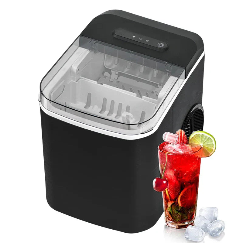 Fast Bullet Ice Maker – 12 kg/24h, Auto Shut-Off & Transparent Lid