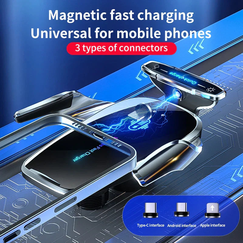 Magnetic Wireless Car Charger & Phone Holder – 15W Fast Charge