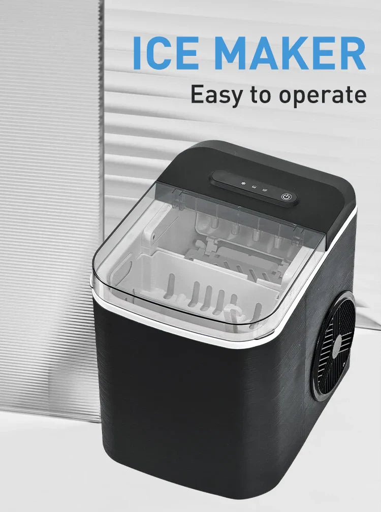 Fast Bullet Ice Maker – 12 kg/24h, Auto Shut-Off & Transparent Lid