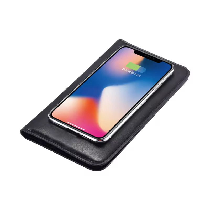 Wireless Charging Wallet 6800mah PU Leather Charge Smart Wallet Power Bank